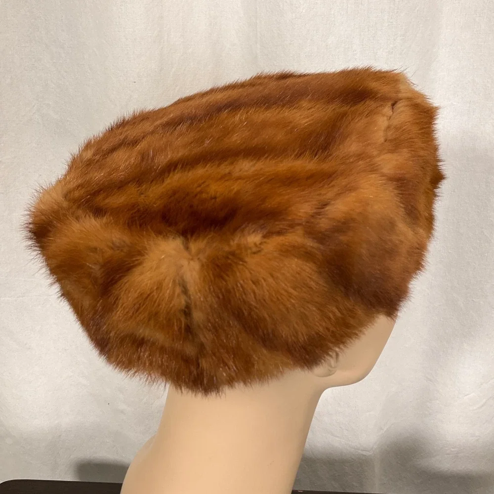Vintage Real Mink Pillbox Hat Womens Small‎ 1930s-40s Formal Unbranded Retro